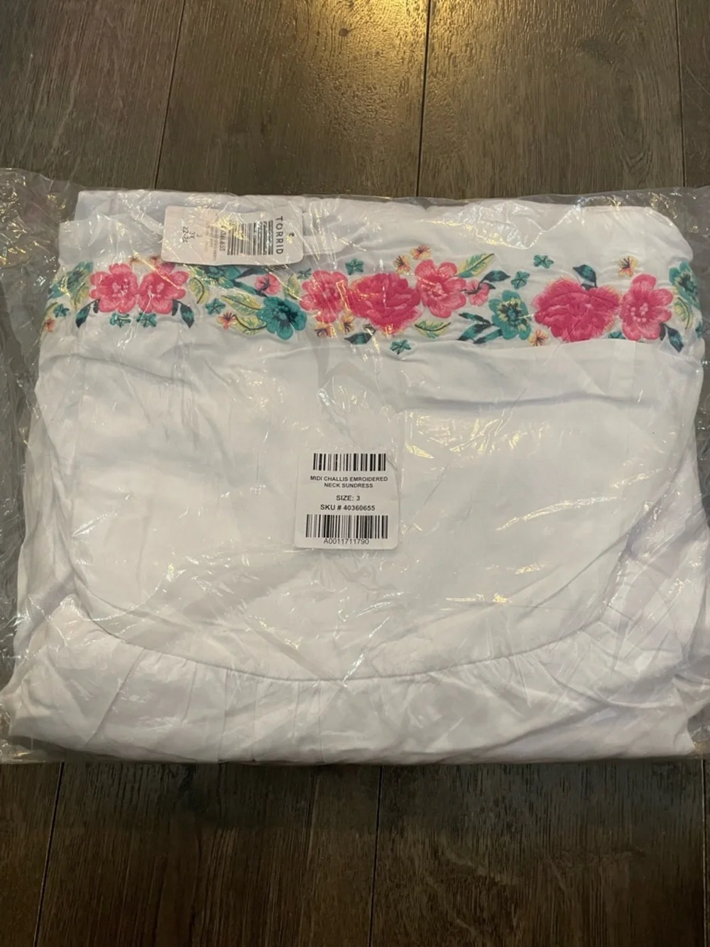 torrid White Maxi Dress with Pink & Teal Floral Embroidery - Picture 3 of 4